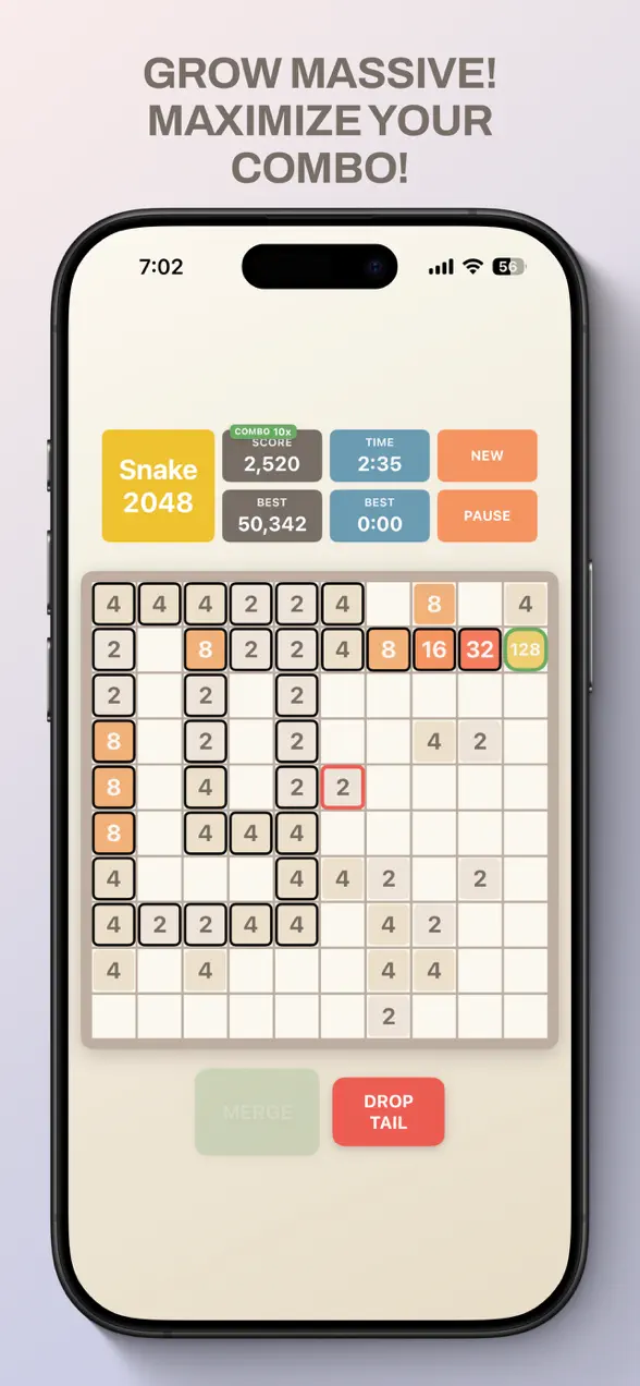 Snake Board 2048 for iPhone, screenshot 3