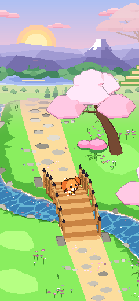 Scout crossing a wooden bridge over a stream