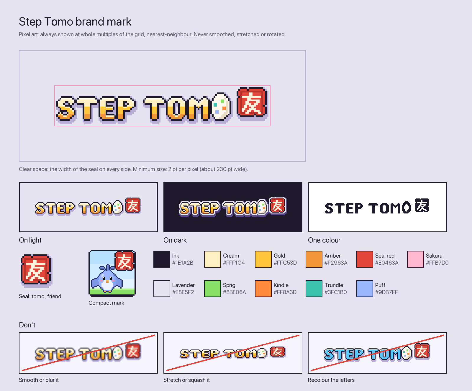 Brand guide: variants, clear space, colours and don'ts